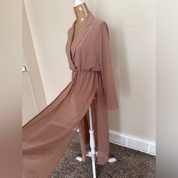 Naked wardrobe Sheer Long Sleeve Maxi Duster Dress - Picture 2 of 8